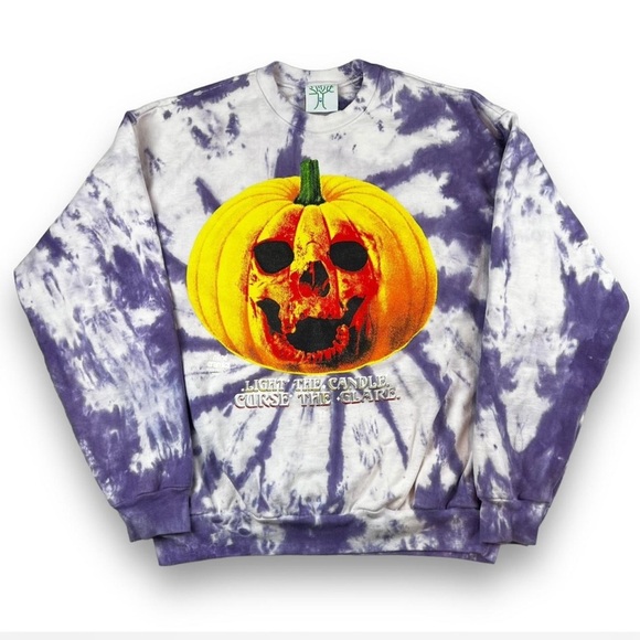 Online Ceramics Halloween 2020 Pumpkin Skull Jackolantern Tie Dye Sweatshirt